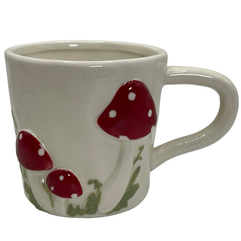 Global Design Collection Mushroom Mug Cream Red White Ceramic Coffee‎ Tea Cup
